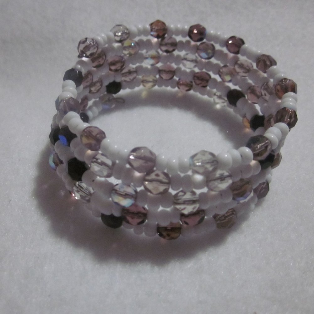 Multi Purple & White Memory / Wrap / Bracelet